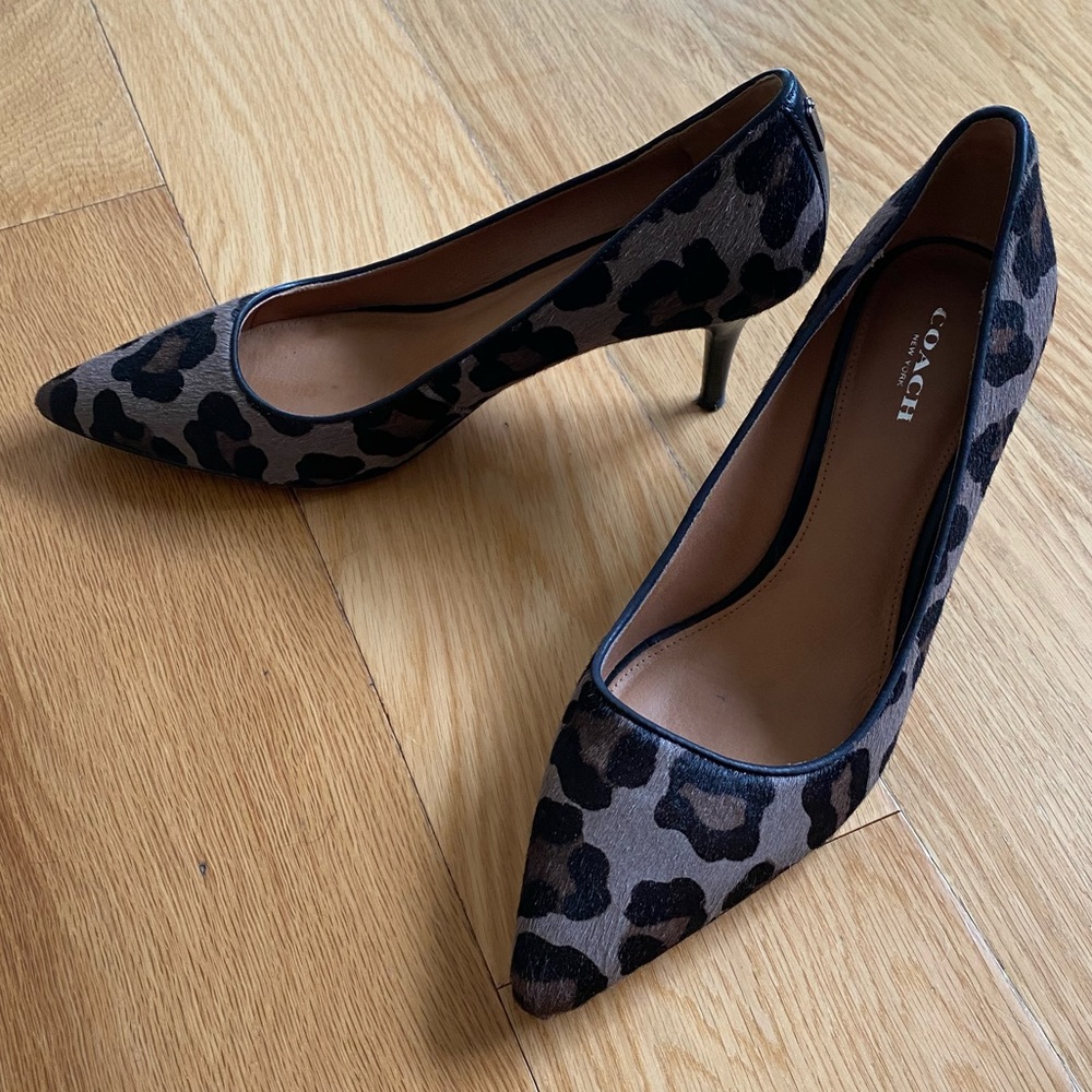 Coach leopard Print Suede Heels